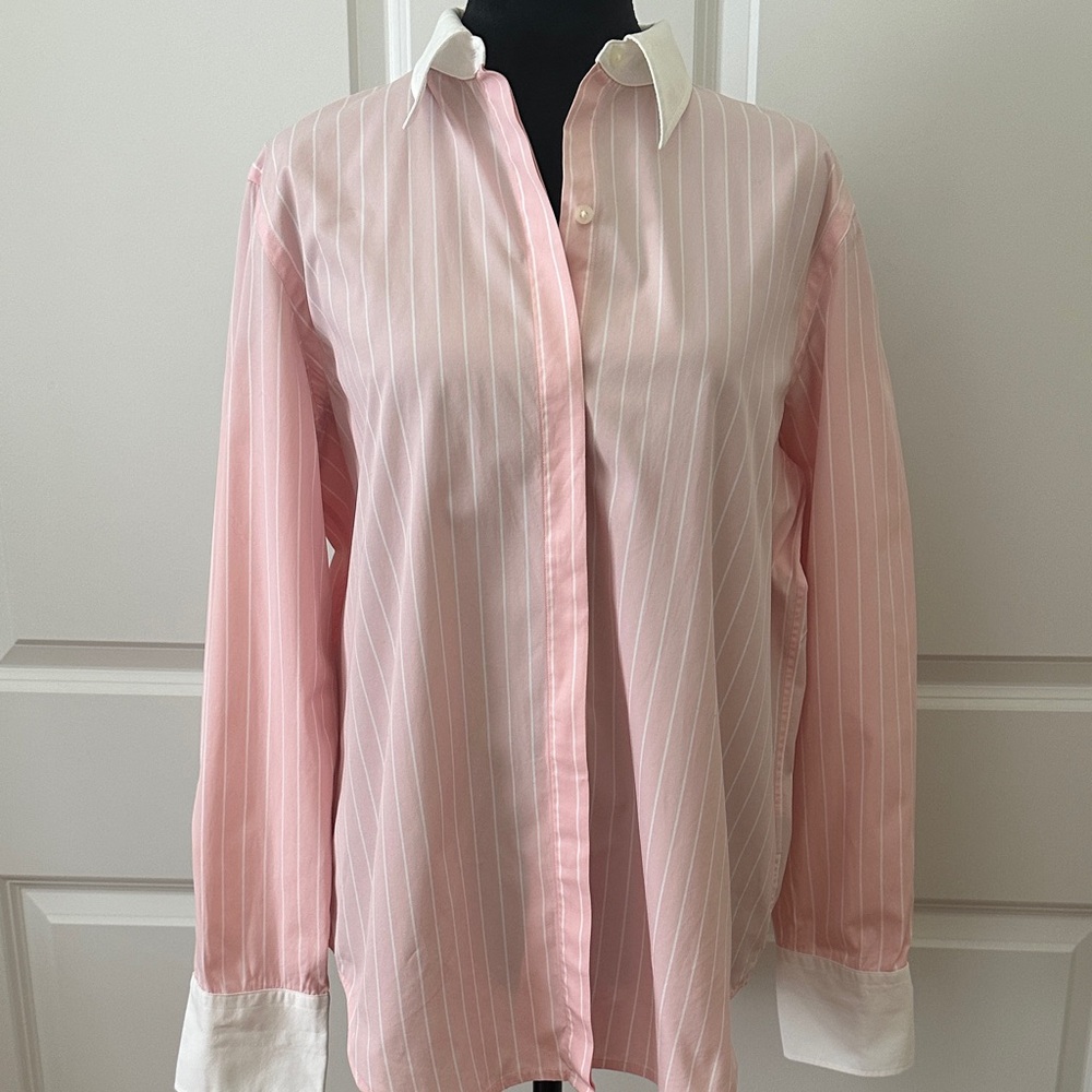 Lauren Ralph Lauren Pink Striped Button Down Shirt